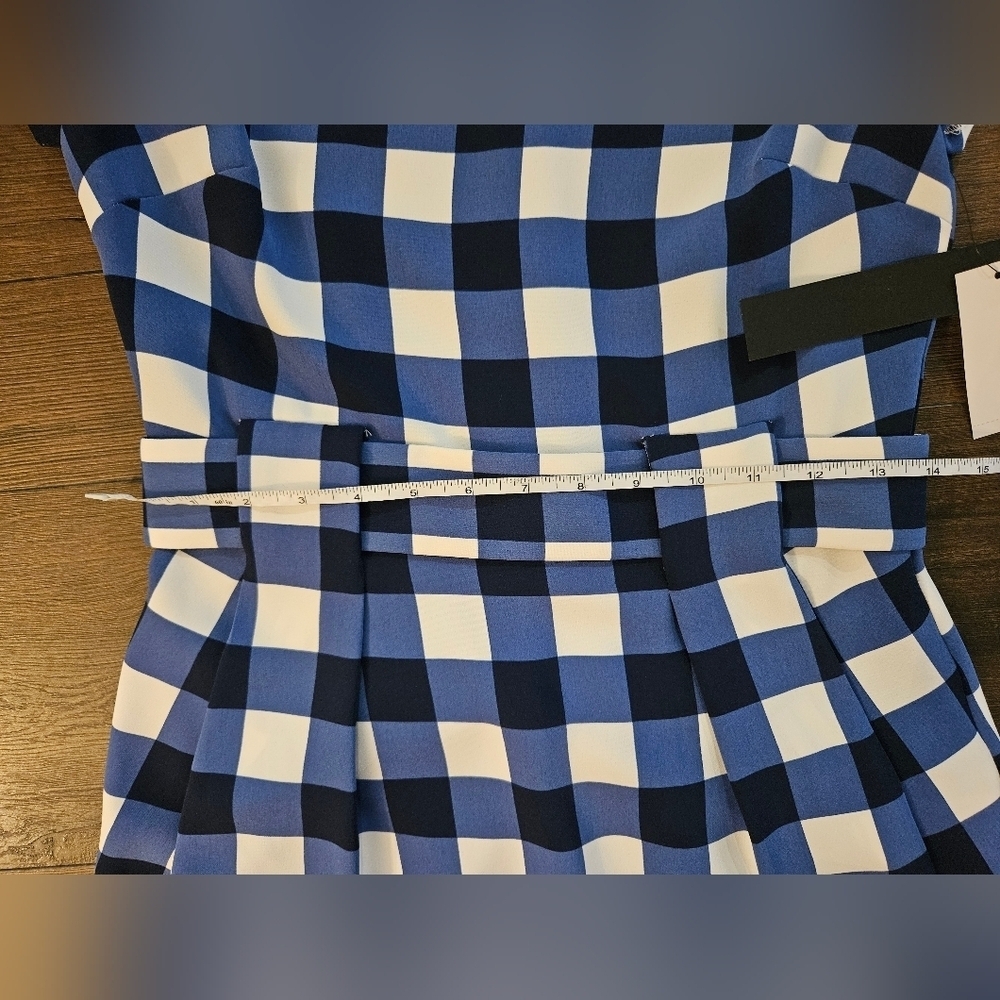NWT Cynthia Steffe Blue and White Checkered Dress - Size 0 - Picture 14 of 16